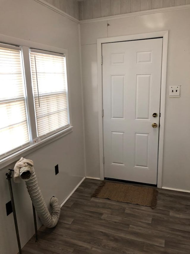 doorway to outside with dark wood-type flooring