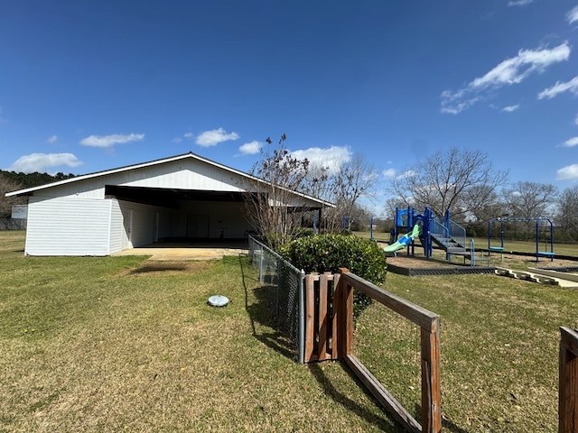 view of yard featuring a playground