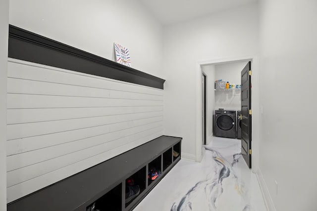 5700 S State Highway 605, Rehobeth, AL 36301 - mudroom featuring washer and clothes dryer and marble look tile flooring