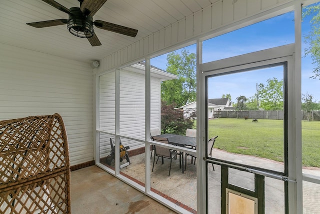 106 Lake Ln, Headland, AL 36345 - sunroom / solarium featuring outdoor dining space, a ceiling fan, and plenty of natural light