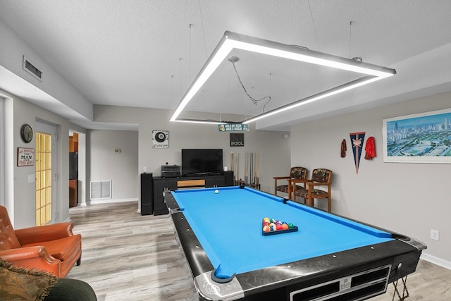 408 Shakespeare Dr, Dothan, AL 36303 - rec room featuring light wood-type flooring, baseboards, pool table, and a textured ceiling