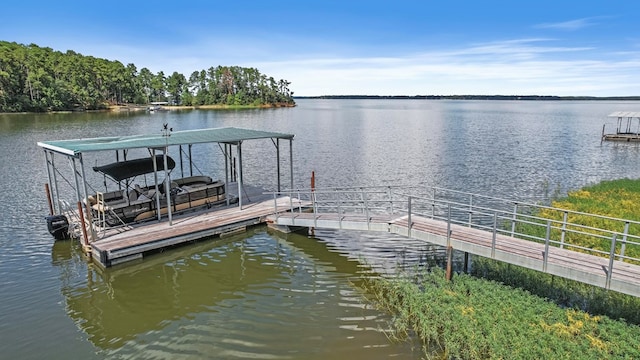 view of dock featuring a water view