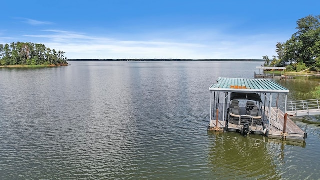 view of dock featuring a water view