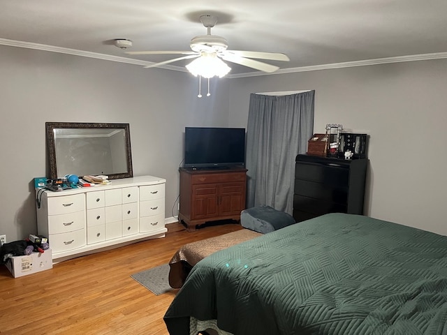 132 Ozark Rd, Abbeville, AL 36310 - bedroom with ornamental molding, light wood finished floors, and ceiling fan