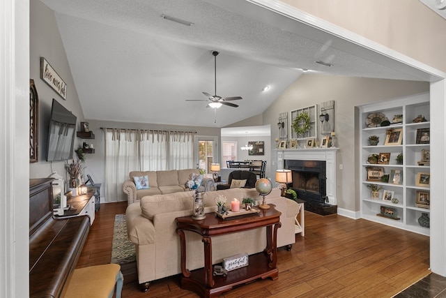 208 Willow Oaks Dr, Headland, AL 36345 - living room with visible vents, hardwood / wood-style flooring, a ceiling fan, and lofted ceiling