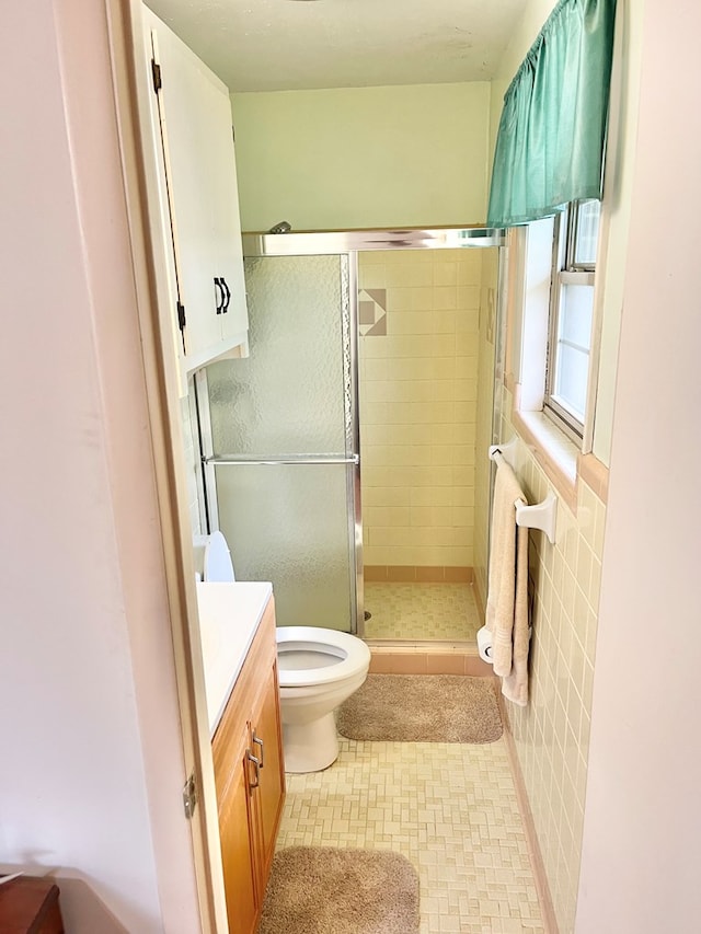 869 Bethlehem Rd, Midland City, AL 36350 - bathroom featuring vanity, a stall shower, and tile patterned flooring