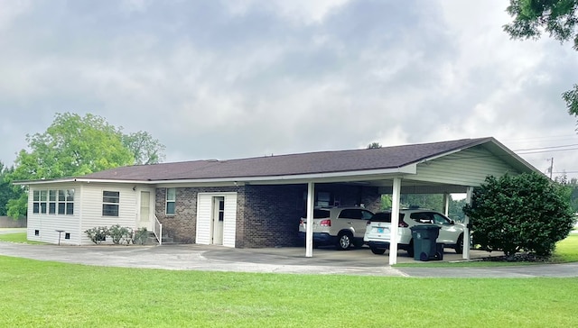 869 Bethlehem Rd, Midland City, AL 36350 - view of front facade featuring a front lawn, an attached carport, and brick siding