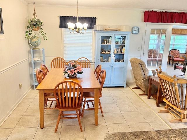 869 Bethlehem Rd, Midland City, AL 36350 - dining room featuring a chandelier, light tile patterned flooring, and crown molding