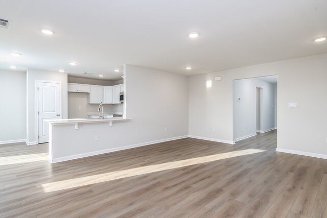 1017 Sandbed Rd, Newton, AL 36352 - unfurnished living room featuring light wood finished floors and recessed lighting