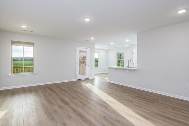 1017 Sandbed Rd, Newton, AL 36352 - unfurnished living room featuring wood finished floors and recessed lighting