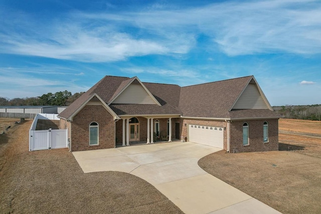 craftsman house featuring a garage and a front lawn