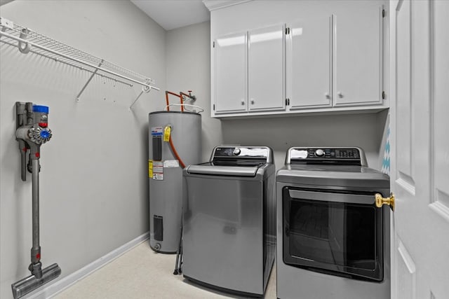 108 Haddington Park Ln, Dothan, AL 36305 - washroom featuring water heater, independent washer and dryer, cabinet space, and light flooring