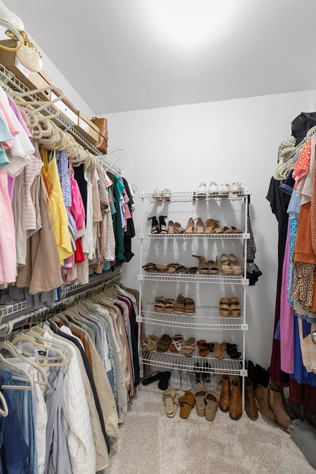 spacious closet with carpet flooring