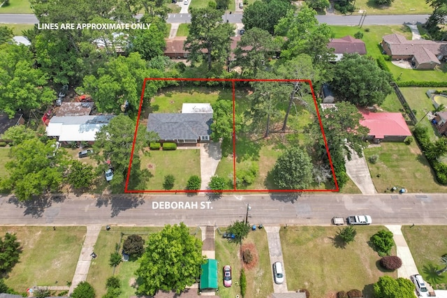 1007 Deborah St, Dothan, AL 36301 - aerial perspective of suburban area featuring property boundaries highlighted