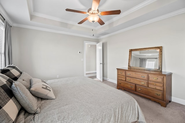 2027 S County Road 9, Newton, AL 36352 - bedroom featuring a raised ceiling, light carpet, ornamental molding, and a ceiling fan