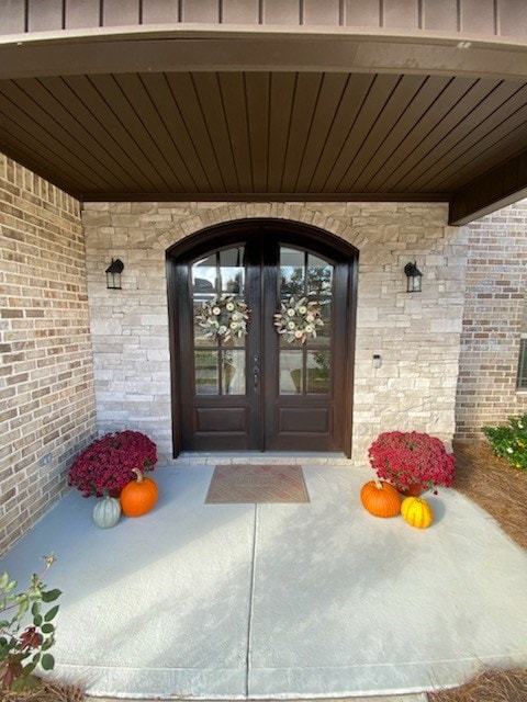 doorway to property with french doors