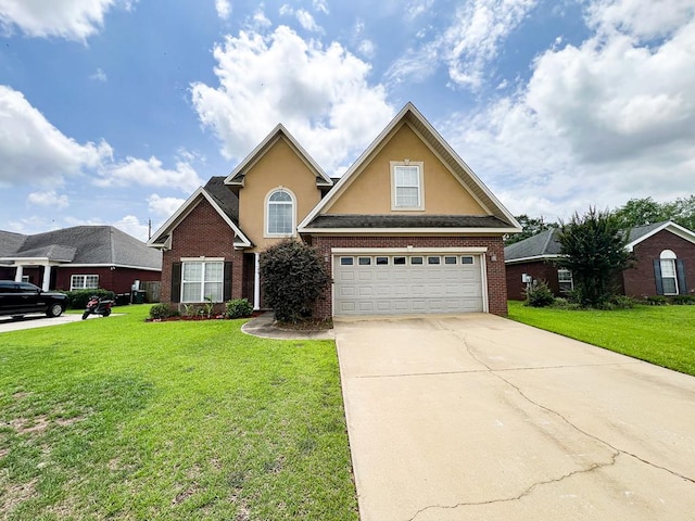305 Millenia St, Enterprise, AL 36330 - traditional-style home with stucco siding, a front lawn, driveway, and a garage