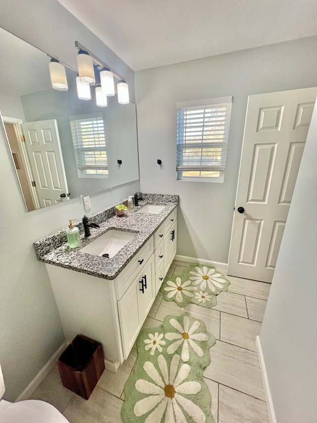 bathroom featuring a sink, plenty of natural light, and double vanity