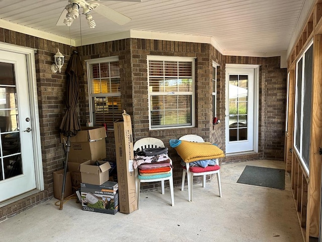 view of patio with ceiling fan