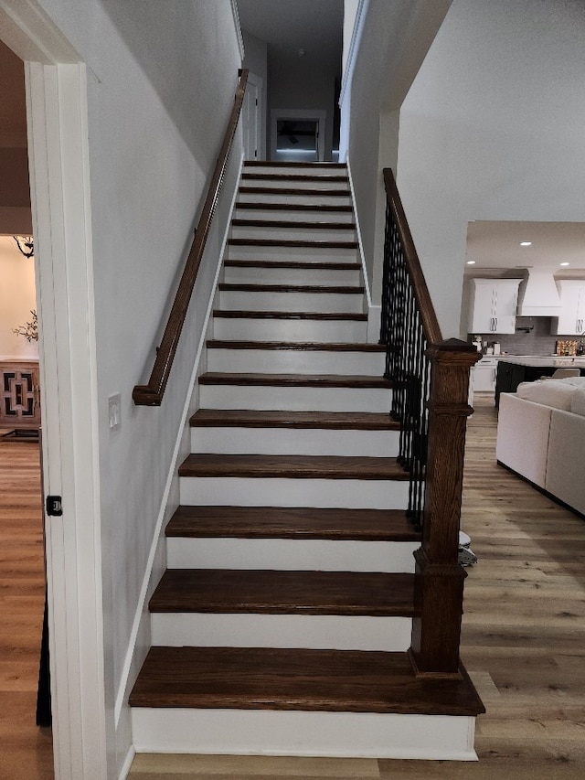 512 Gladstone Way, Dothan, AL 36305 - stairs featuring wood finished floors and recessed lighting
