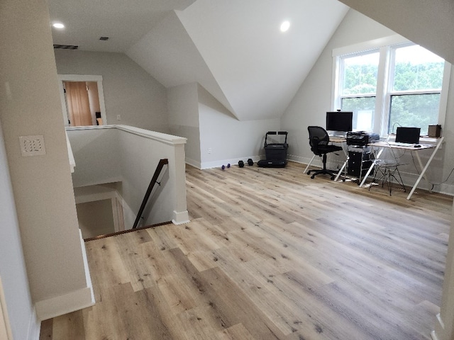 512 Gladstone Way, Dothan, AL 36305 - office space featuring vaulted ceiling, wood finished floors, recessed lighting, and baseboards