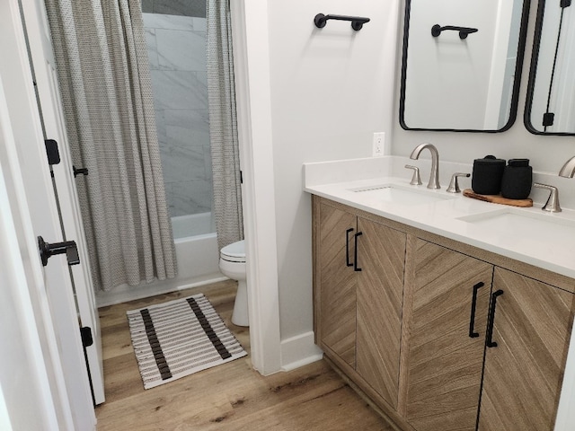 512 Gladstone Way, Dothan, AL 36305 - full bath with double vanity, shower / tub combo with curtain, toilet, wood finished floors, and baseboards