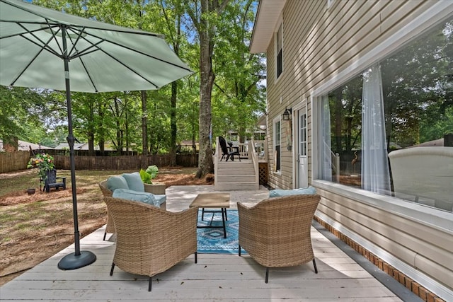 deck with outdoor lounge area