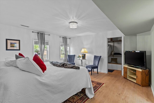 bedroom with a closet and wood-type flooring