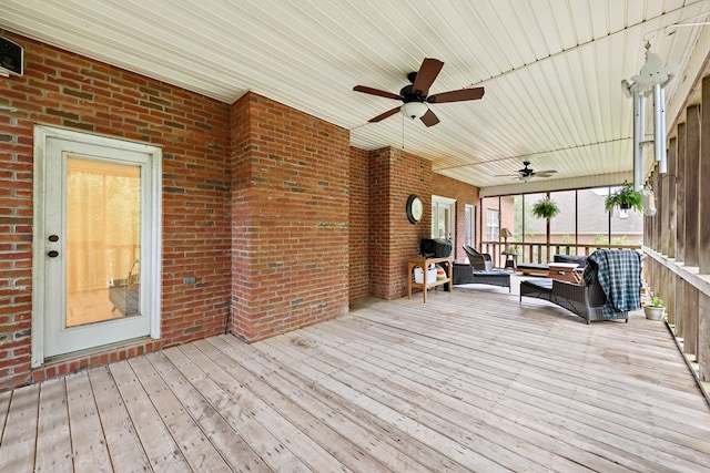 4 Woodmere Dr, Dothan, AL 36305 - wooden terrace with ceiling fan and outdoor lounge area