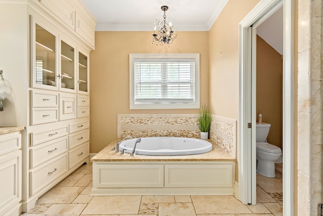 4 Woodmere Dr, Dothan, AL 36305 - full bath with a bath, ornamental molding, and a chandelier