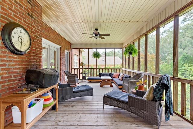 4 Woodmere Dr, Dothan, AL 36305 - sunroom with an outdoor hangout area and a ceiling fan