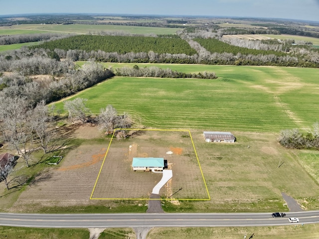 aerial view featuring a rural view