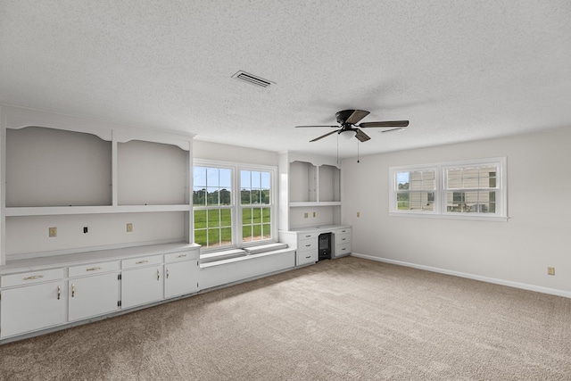 351 Hayborn Rd, Webb, AL 36376 - unfurnished living room with a ceiling fan, healthy amount of natural light, carpet flooring, and a textured ceiling