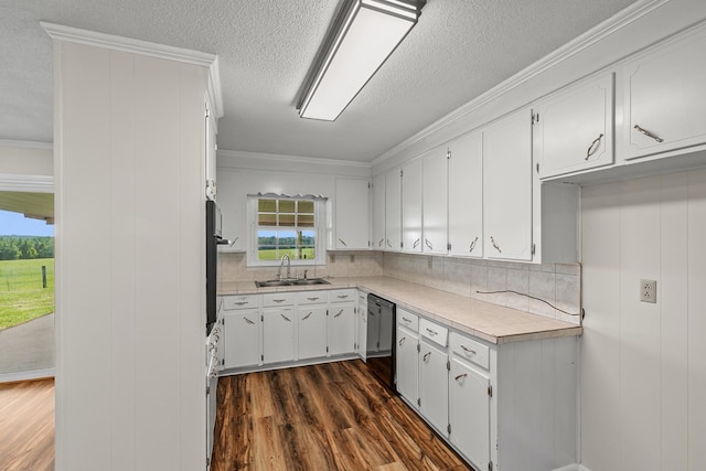 351 Hayborn Rd, Webb, AL 36376 - kitchen featuring black appliances, dark wood finished floors, plenty of natural light, light countertops, and a textured ceiling
