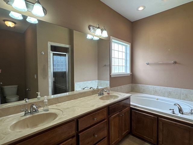 208 Planters Ct, Enterprise, AL 36330 - bathroom with a bath, double vanity, and a stall shower
