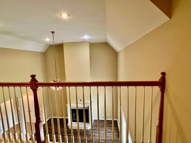 208 Planters Ct, Enterprise, AL 36330 - stairs featuring vaulted ceiling and recessed lighting
