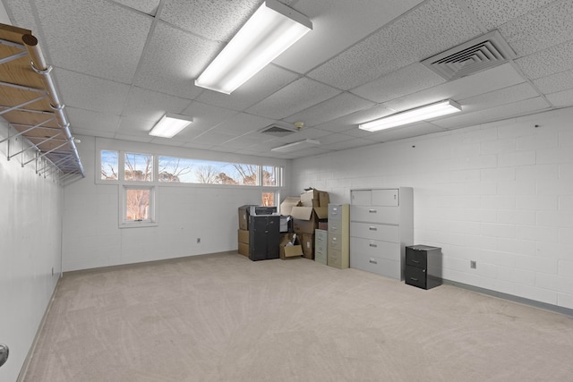 2054 John D Odom Rd, Dothan, AL 36303 - unfurnished office with carpet flooring, concrete block wall, and a paneled ceiling