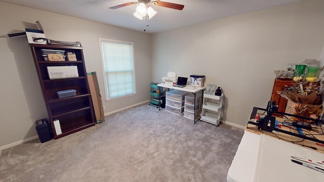 office space featuring carpet flooring and baseboards