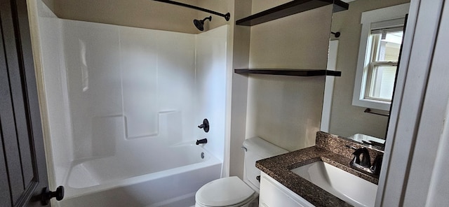 full bathroom featuring vanity, toilet, and shower / bath combination