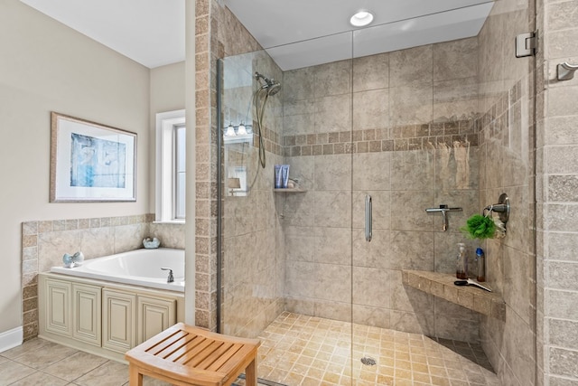 bathroom with plus walk in shower