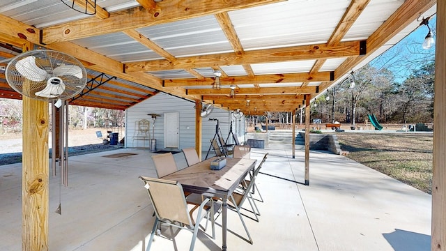 view of patio featuring a playground