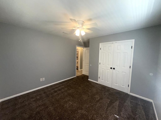 471 Faith St, Enterprise, AL 36330 - unfurnished bedroom with carpet flooring, a closet, and a ceiling fan