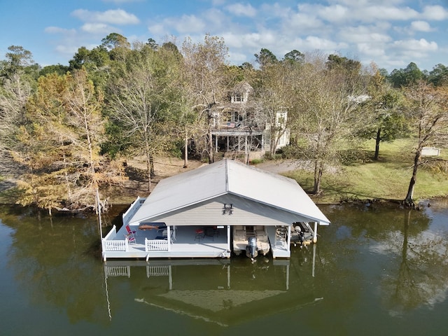 dock area featuring a water view