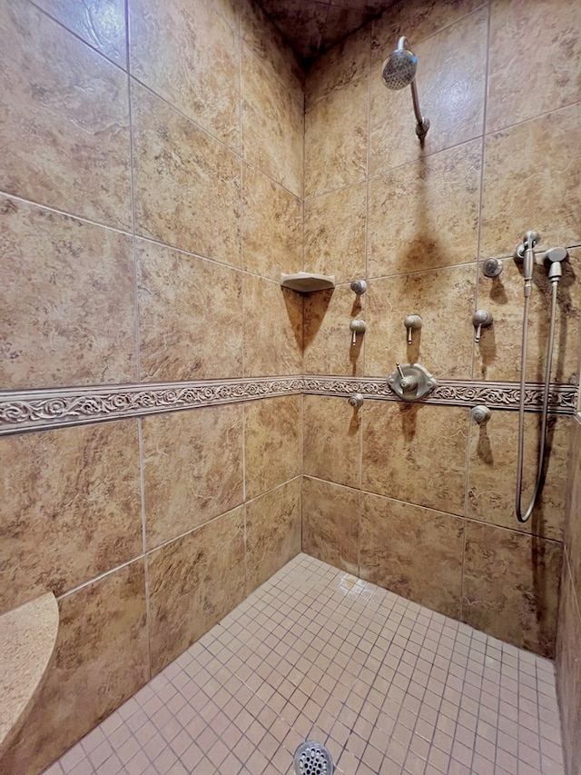 bathroom with tiled shower