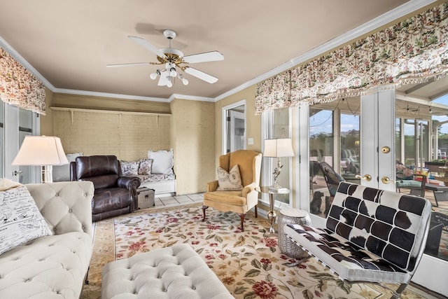13215 E State Highway 52, Hartford, AL 36344 - living room with ceiling fan and ornamental molding