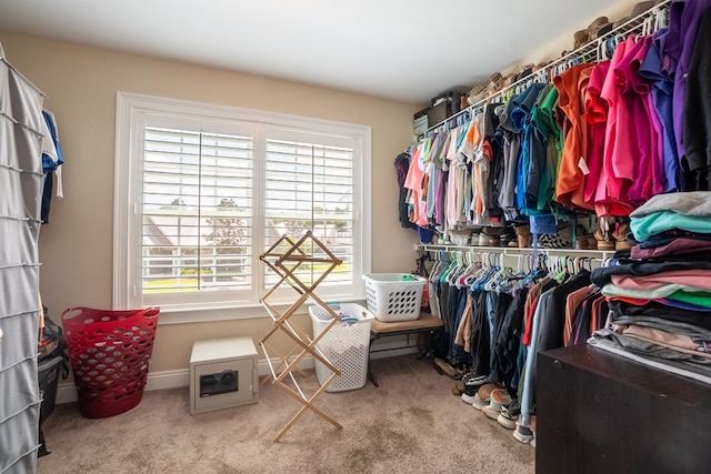 walk in closet featuring carpet
