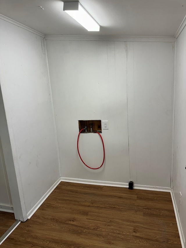 laundry area with dark wood-type flooring and washer hookup