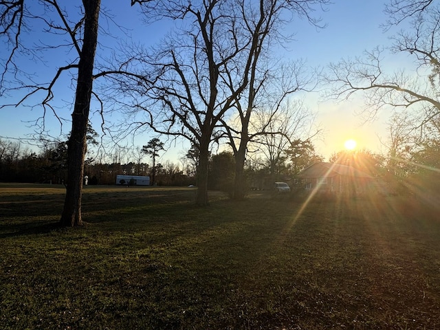 view of yard at dusk