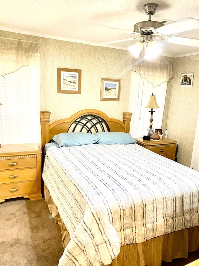 bedroom featuring carpet flooring and ceiling fan