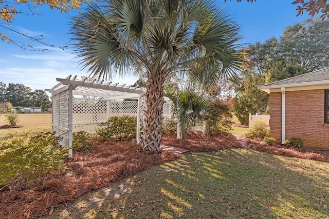 view of yard featuring a pergola